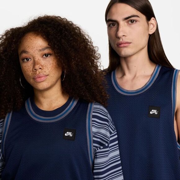 NIKE SB Basketball Jersey Top Unisex Adult Blue Gray Reversible Mesh - Picture 5 of 14